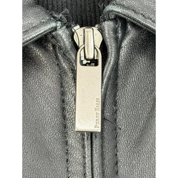 VTG Perry Ellis Portfolio Mens Black Lambskin Leather Jacket | 90s Quiet Luxury - Picture 13 of 16